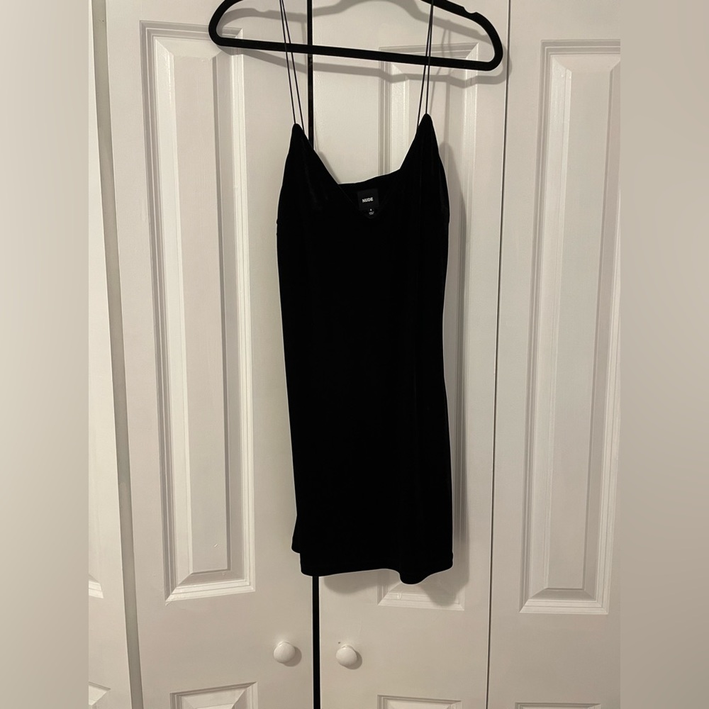 Black velvet mini dress